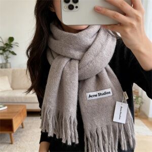Acne Studios Light Gray Wool Scarf